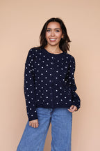 Mae Polka Dot Cardigan in Navy