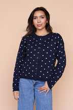 Mae Polka Dot Cardigan in Navy