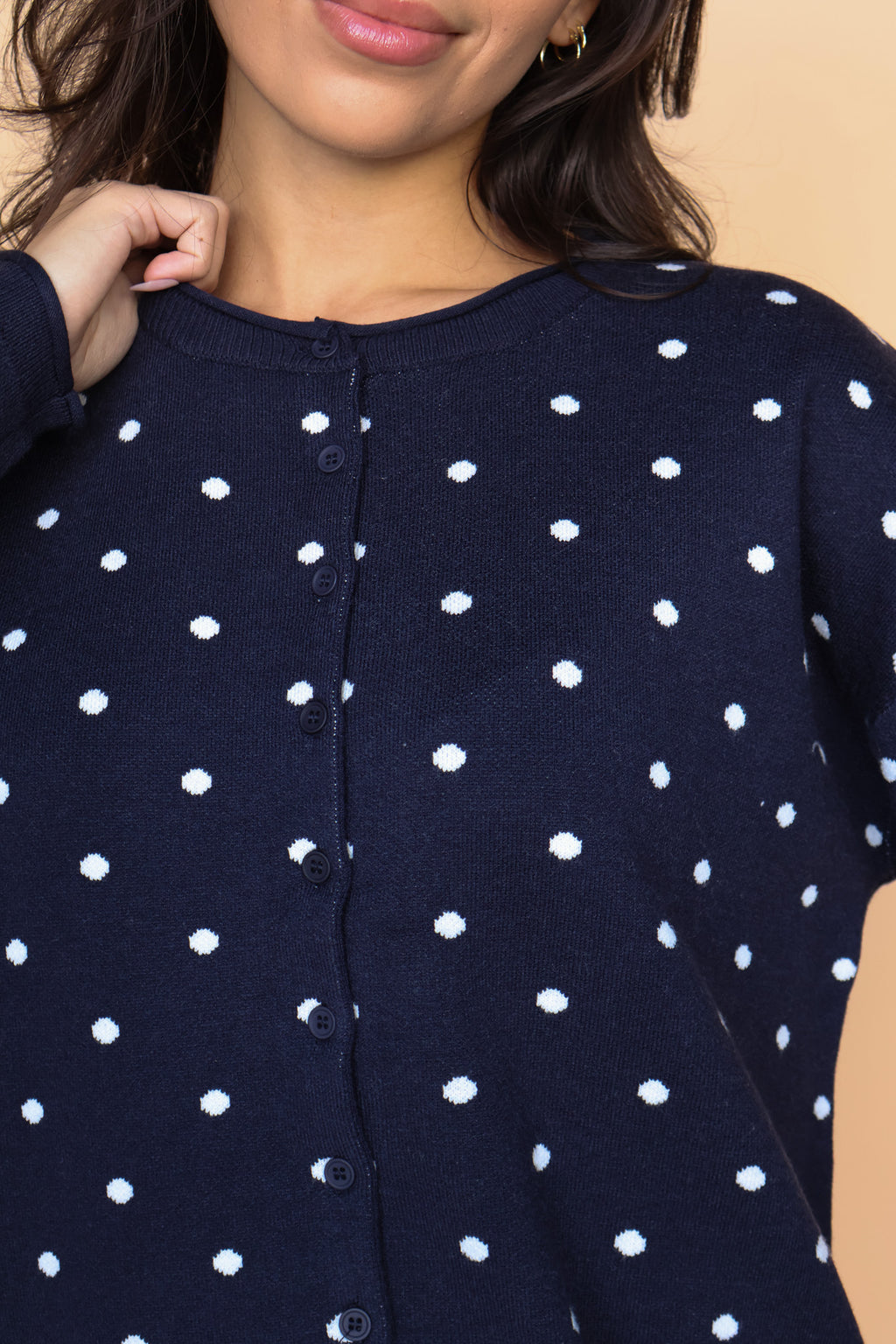 Mae Polka Dot Cardigan in Navy