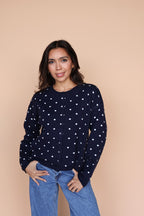 Mae Polka Dot Cardigan in Navy
