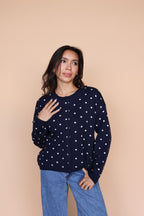 Mae Polka Dot Cardigan in Navy