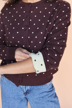Kate Polka Dot Cardigan in Chocolate