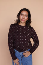 Kate Polka Dot Cardigan in Chocolate