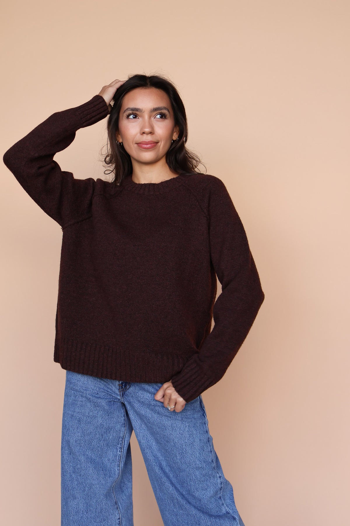 Solid Chocolate Knit Sweater Secondary image