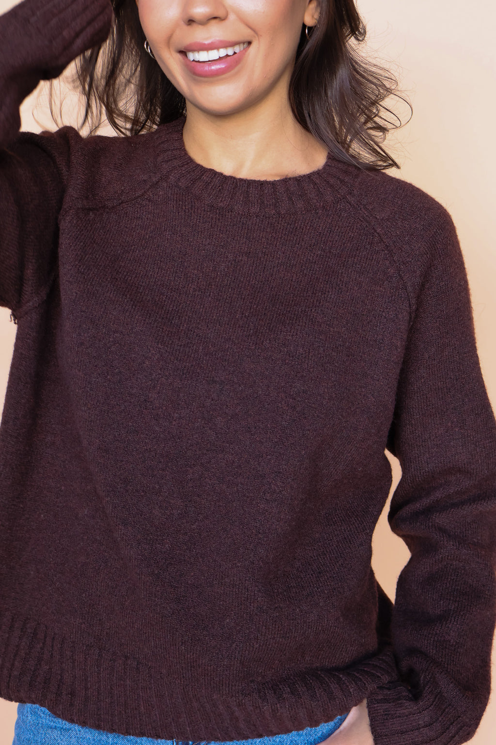 Solid Chocolate Knit Sweater