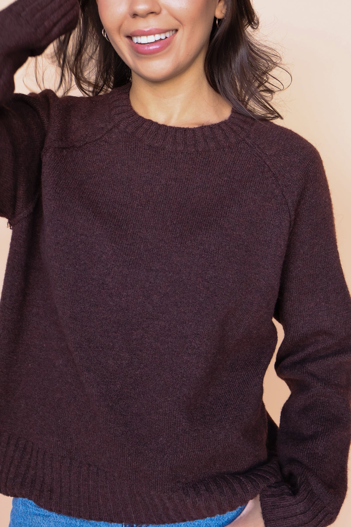 Solid Chocolate Knit Sweater