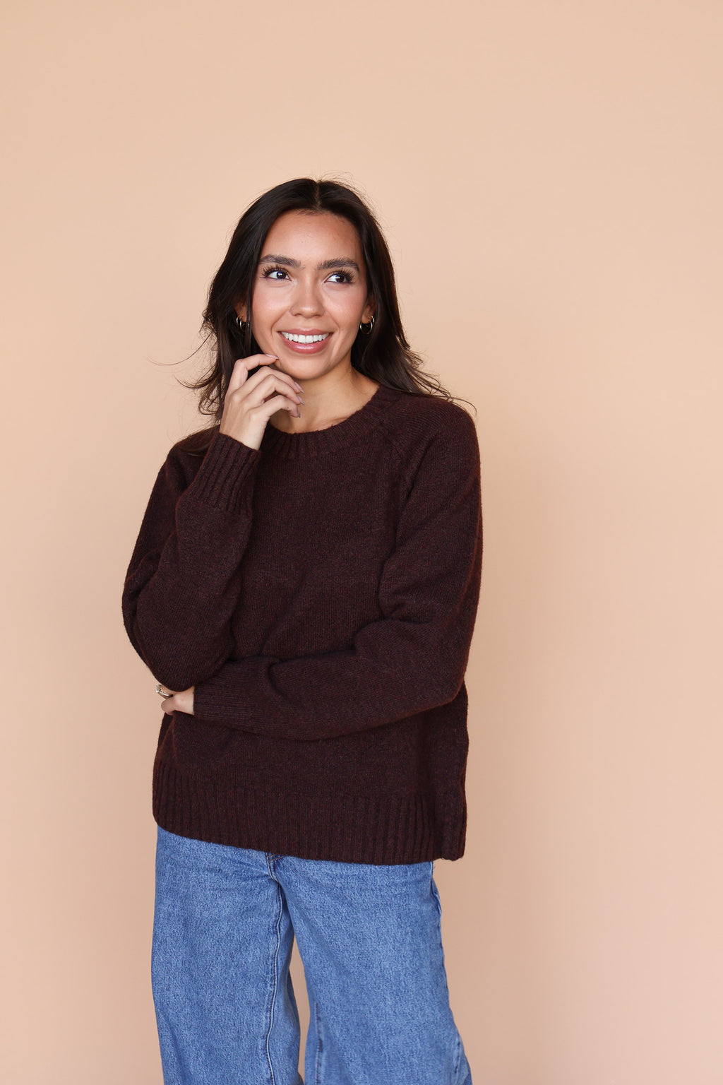 Solid Chocolate Knit Sweater