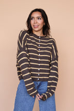 Piper Stripe Cardigan in Brown/Gold