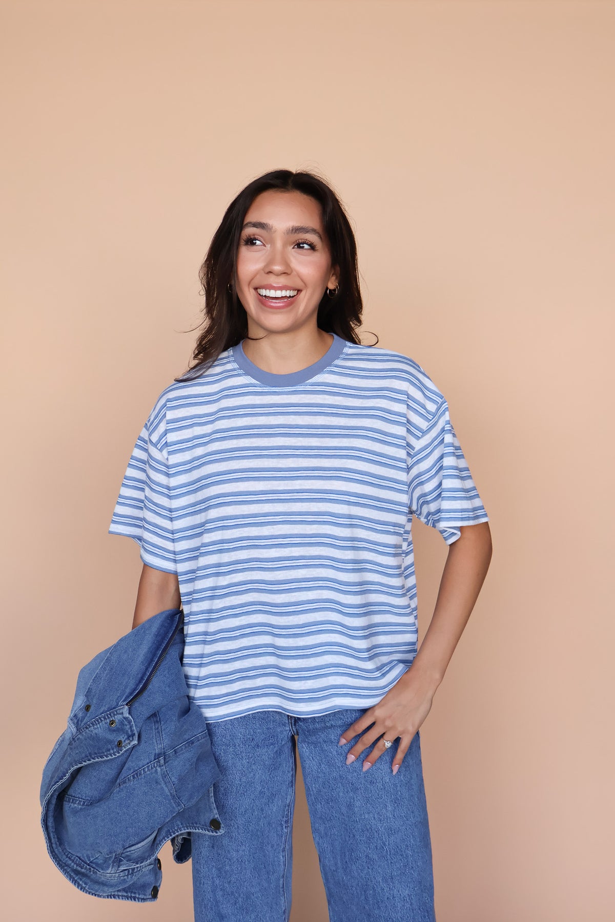 Dusty Blue Stripe Tee