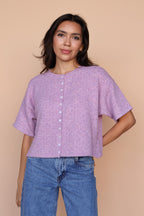 Pointelle Knit Cardigan in Lilac