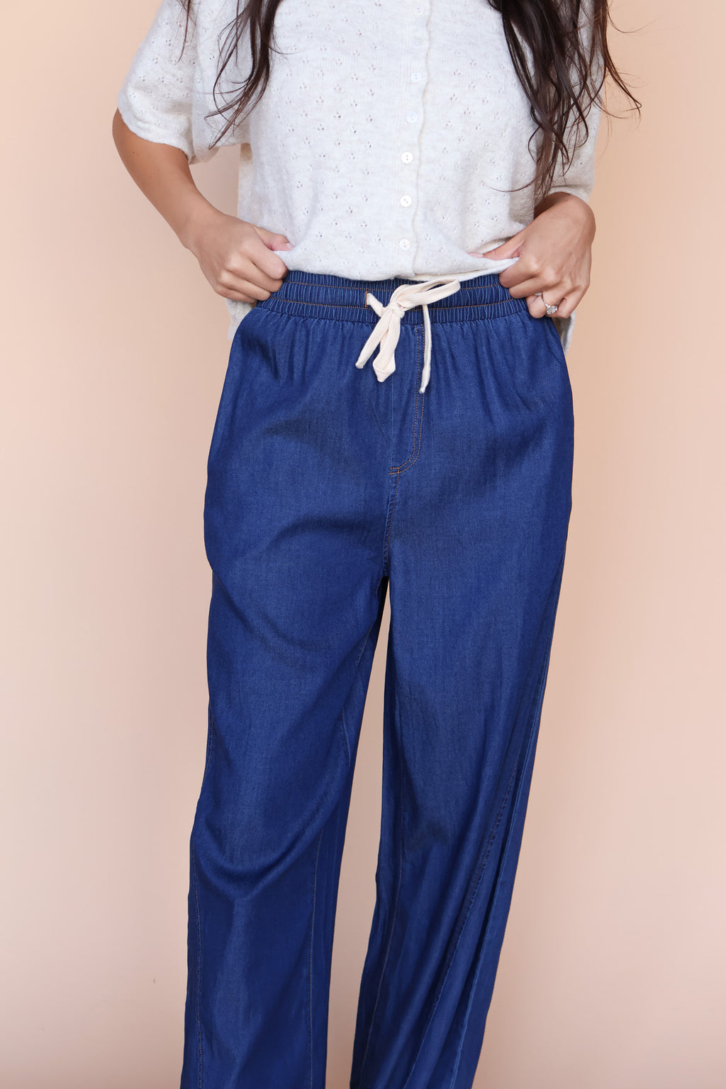 Chambray Wide Leg Pants
