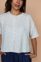 Pointelle Knit Cardigan in Oatmeal
