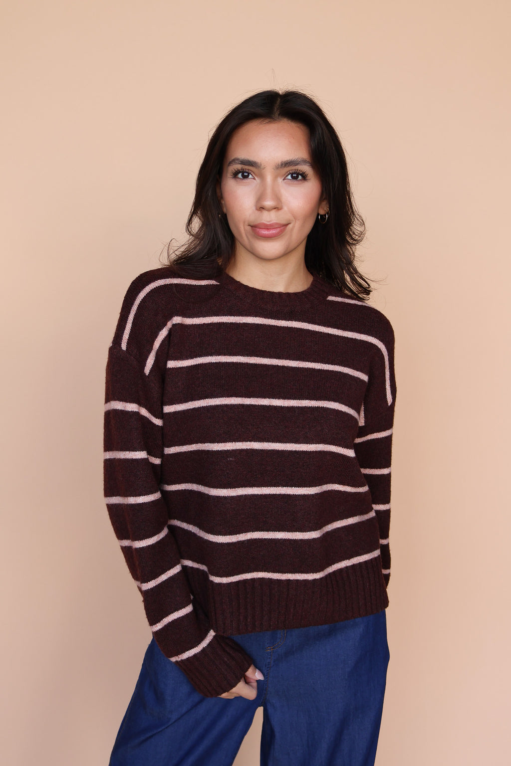 Chocolate/Blush Stripe Sweater