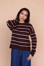 Chocolate/Blush Stripe Sweater