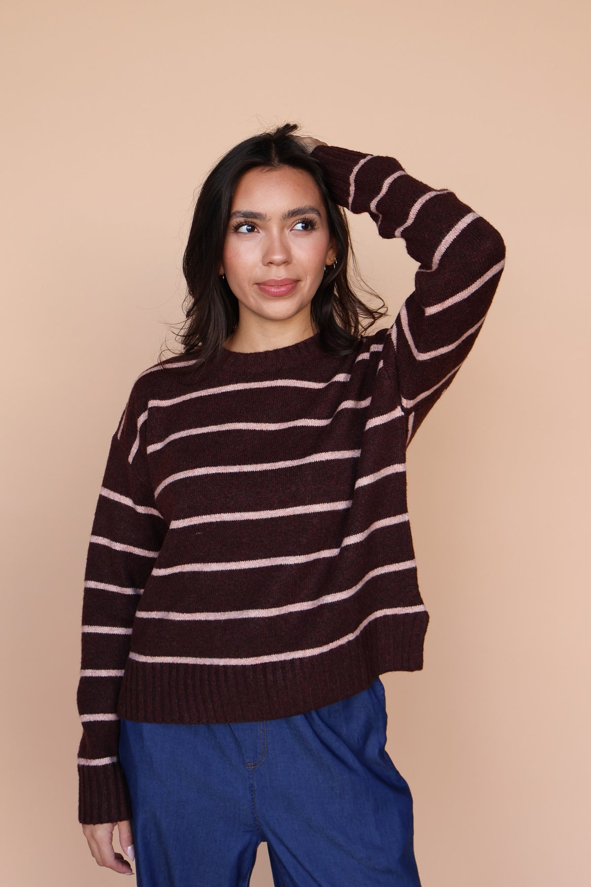 Chocolate/Blush Stripe Sweater