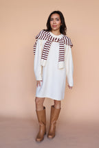 Sloane Layered Sweater Knit Dress in Cream