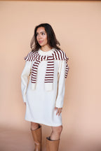 Sloane Layered Sweater Knit Dress in Cream