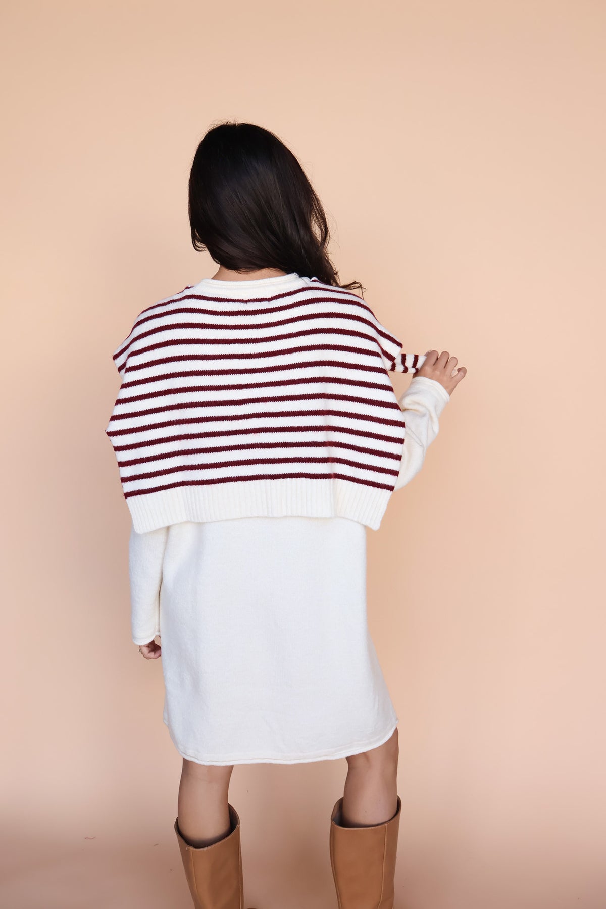 Sloane Layered Sweater Knit Dress in Cream