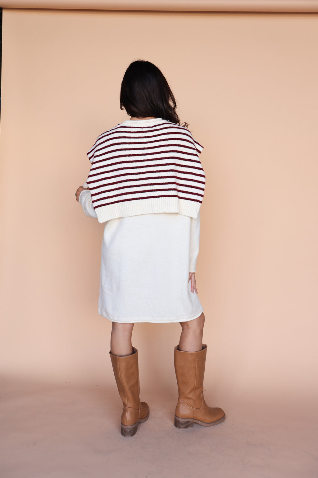 Sloane Layered Sweater Knit Dress in Cream