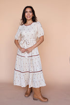 Goldie Floral Dress in Oatmeal