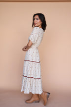 Goldie Floral Dress in Oatmeal