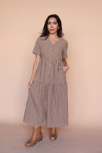 Zoe Gingham Midi in Burgundy