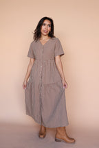 Zoe Gingham Midi in Burgundy