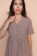 Zoe Gingham Midi in Burgundy