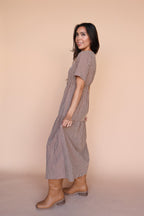 Zoe Gingham Midi in Burgundy