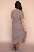 Zoe Gingham Midi in Burgundy