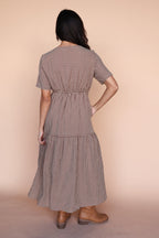 Zoe Gingham Midi in Burgundy