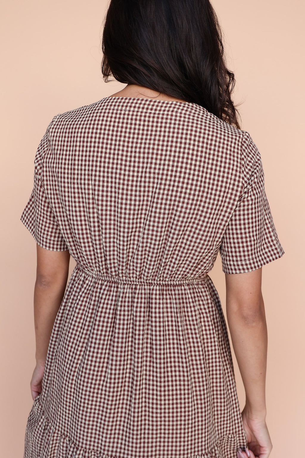 Zoe Gingham Midi in Burgundy