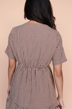 Zoe Gingham Midi in Burgundy