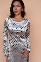 Serena Polka Dot Velvet Maxi in Champagne