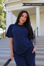 Porter Pinstripe Fleece Tee in Navy