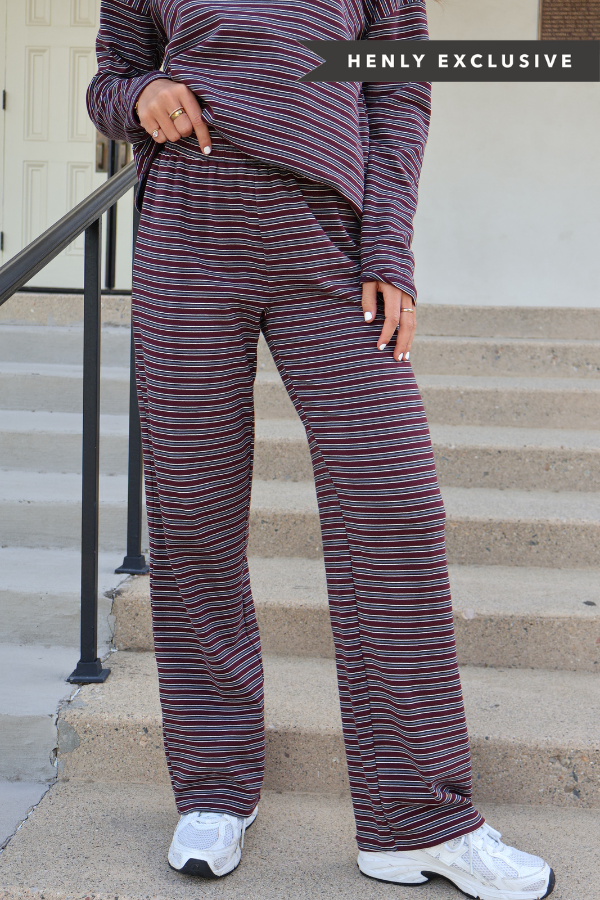 Carson Stripe Pants in Wine Main image