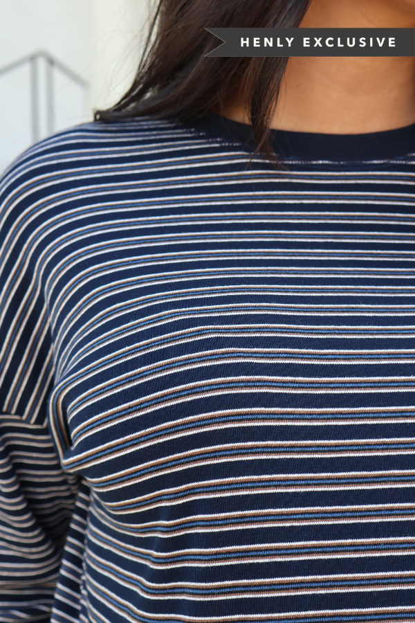 Carson Stripe Long Sleeve in Navy Main image