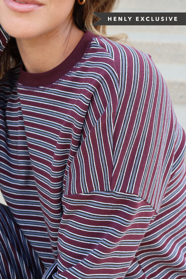 Carson Stripe Long Sleeve in Wine