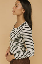 FINAL SALE - Bria Stripe Long Sleeve in Ivory