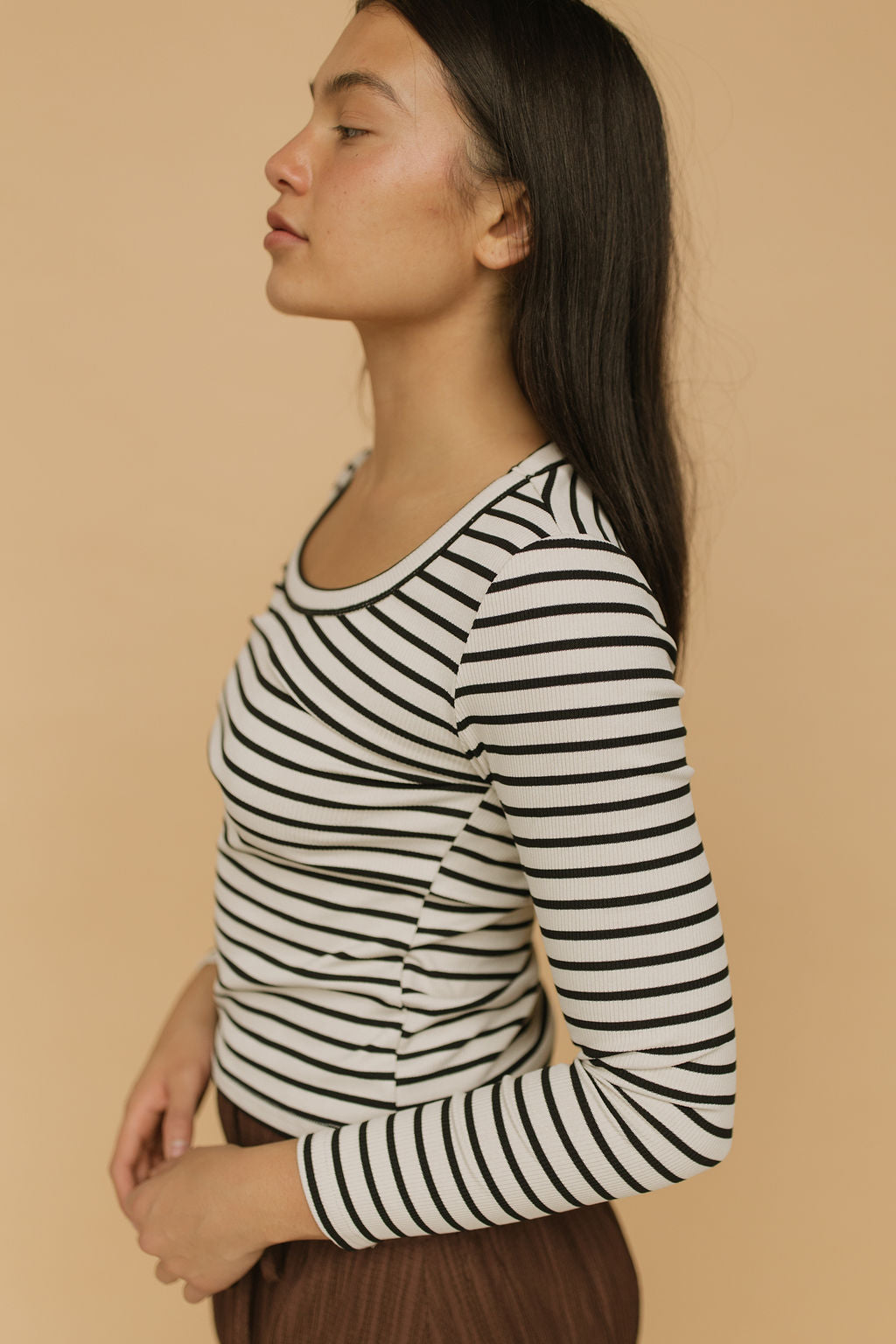 FINAL SALE - Bria Stripe Long Sleeve in Ivory