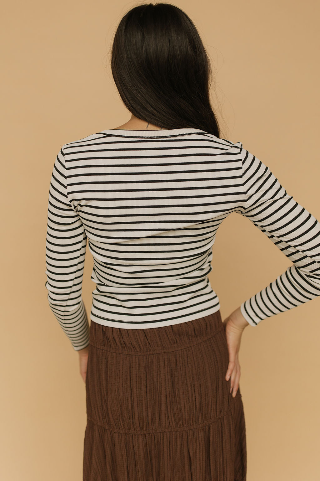 FINAL SALE - Bria Stripe Long Sleeve in Ivory