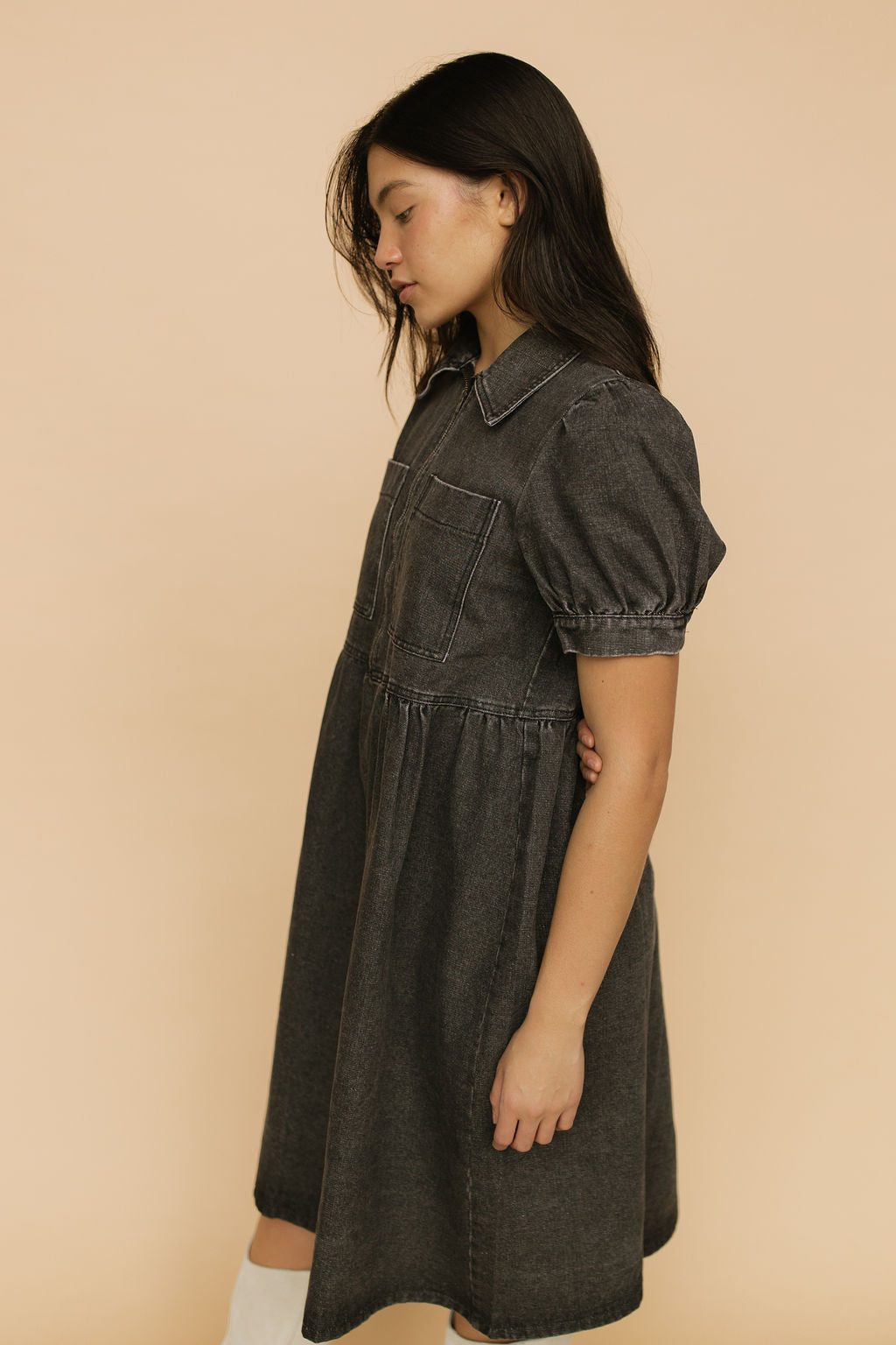 Mabel Zip Front Denim Babydoll Secondary image