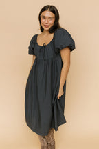 Elora Gingham Midi in Navy