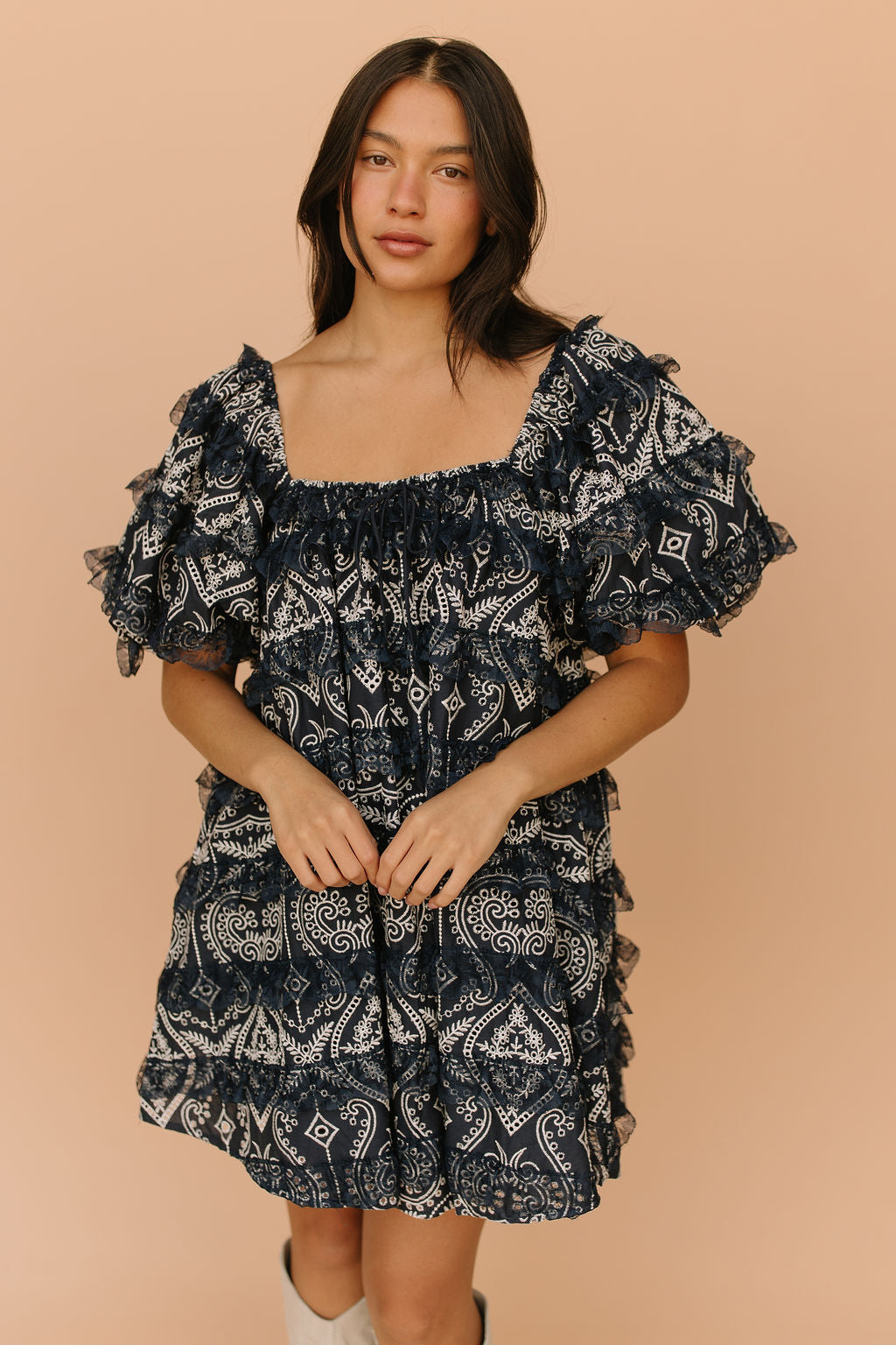 FINAL SALE - Creme Brulace Dress in Navy