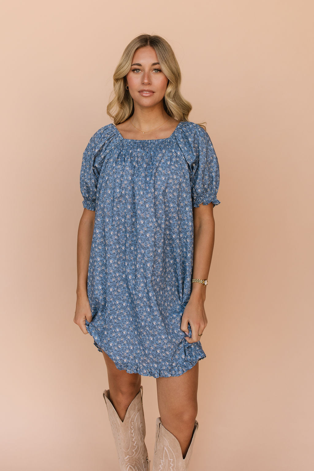 Skye Floral Dress in Blue Secondary image