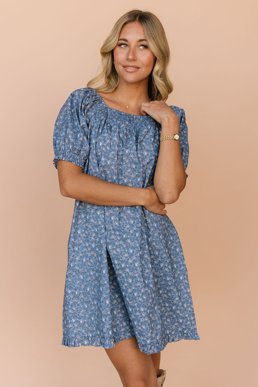 Skye Floral Dress in Blue Main image
