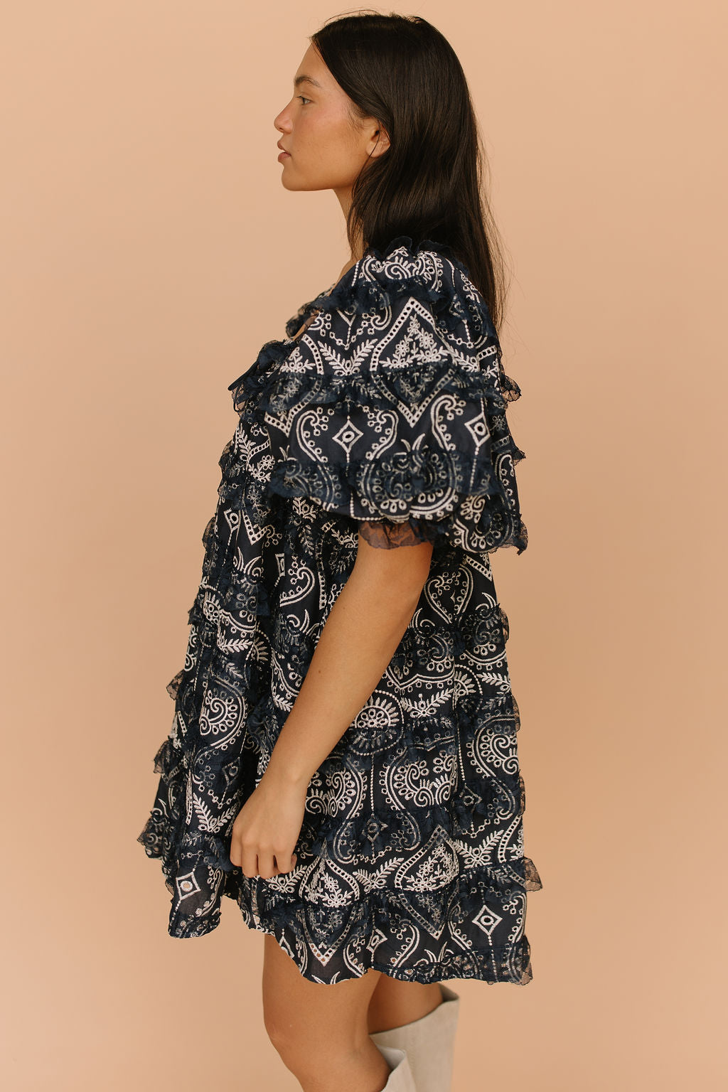 FINAL SALE - Creme Brulace Dress in Navy