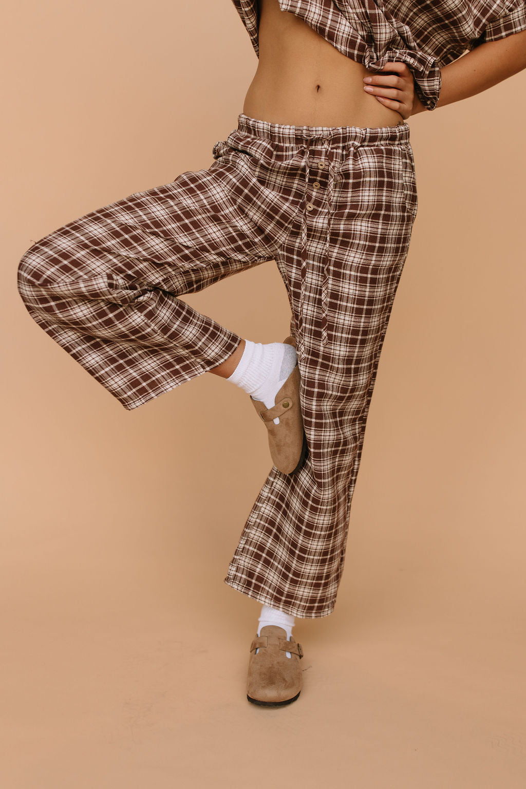 FINAL SALE - Tatum Plaid Pants in Brown Main image