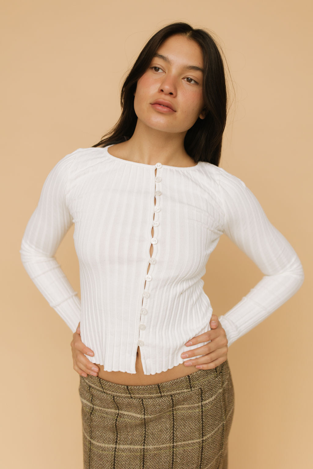 FINAL SALE - Free People Tilly Long Sleeve Cardi in Ivory