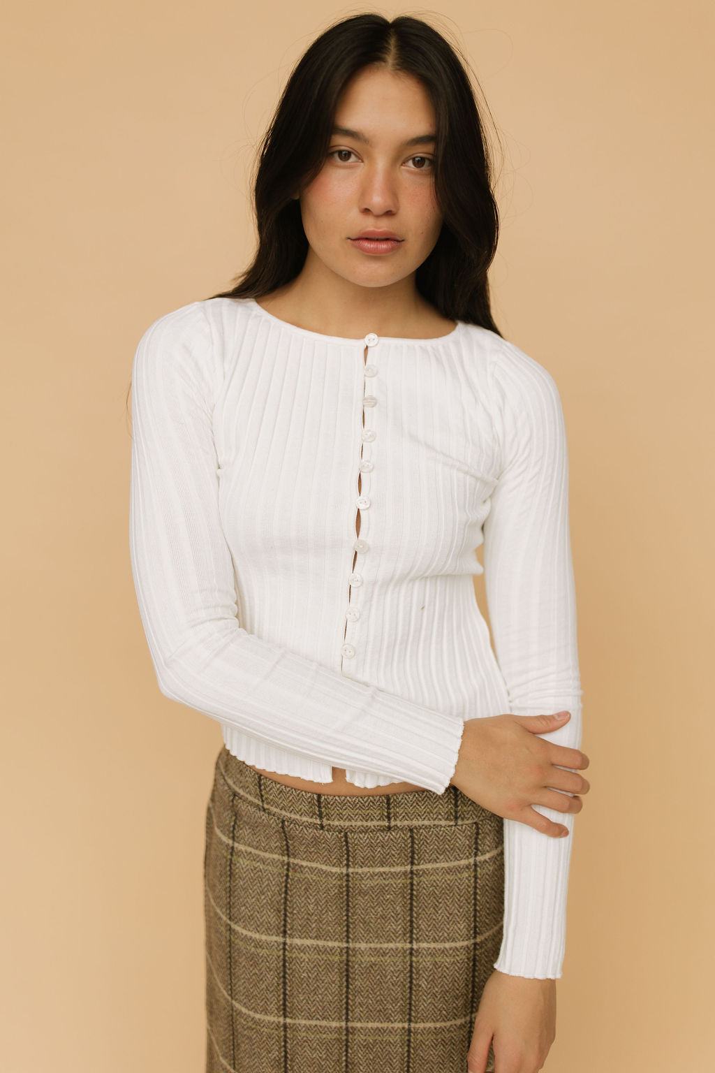 FINAL SALE - Free People Tilly Long Sleeve Cardi in Ivory